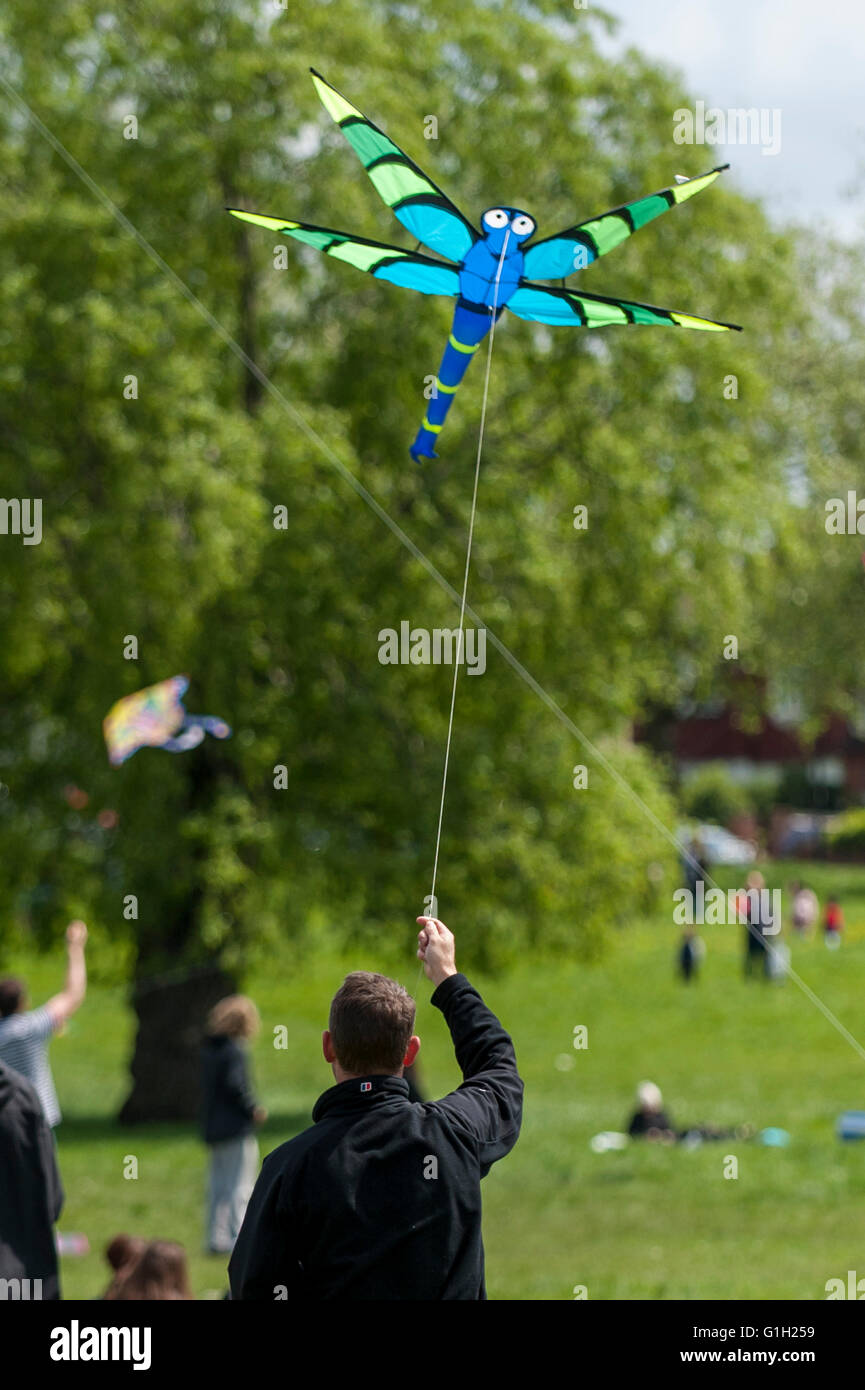 London, UK. 15 May 2016. Hundreds of kite flying fans enjoy the annual