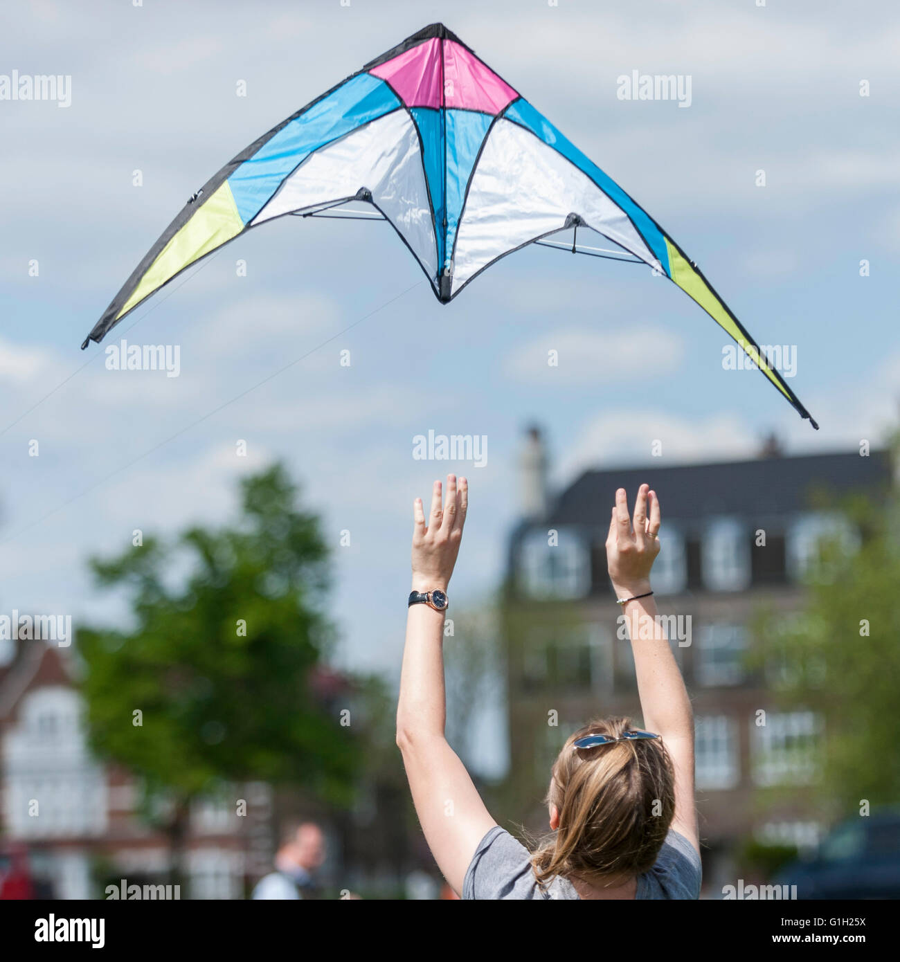 London, UK. 15 May 2016. Hundreds of kite flying fans enjoy the annual