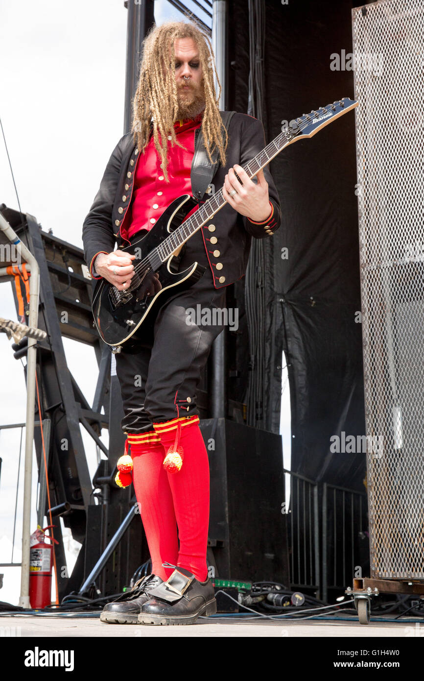 Somerset, Wisconsin, USA. 14th May, 2016. Guitarist JONAS JARLSBY of