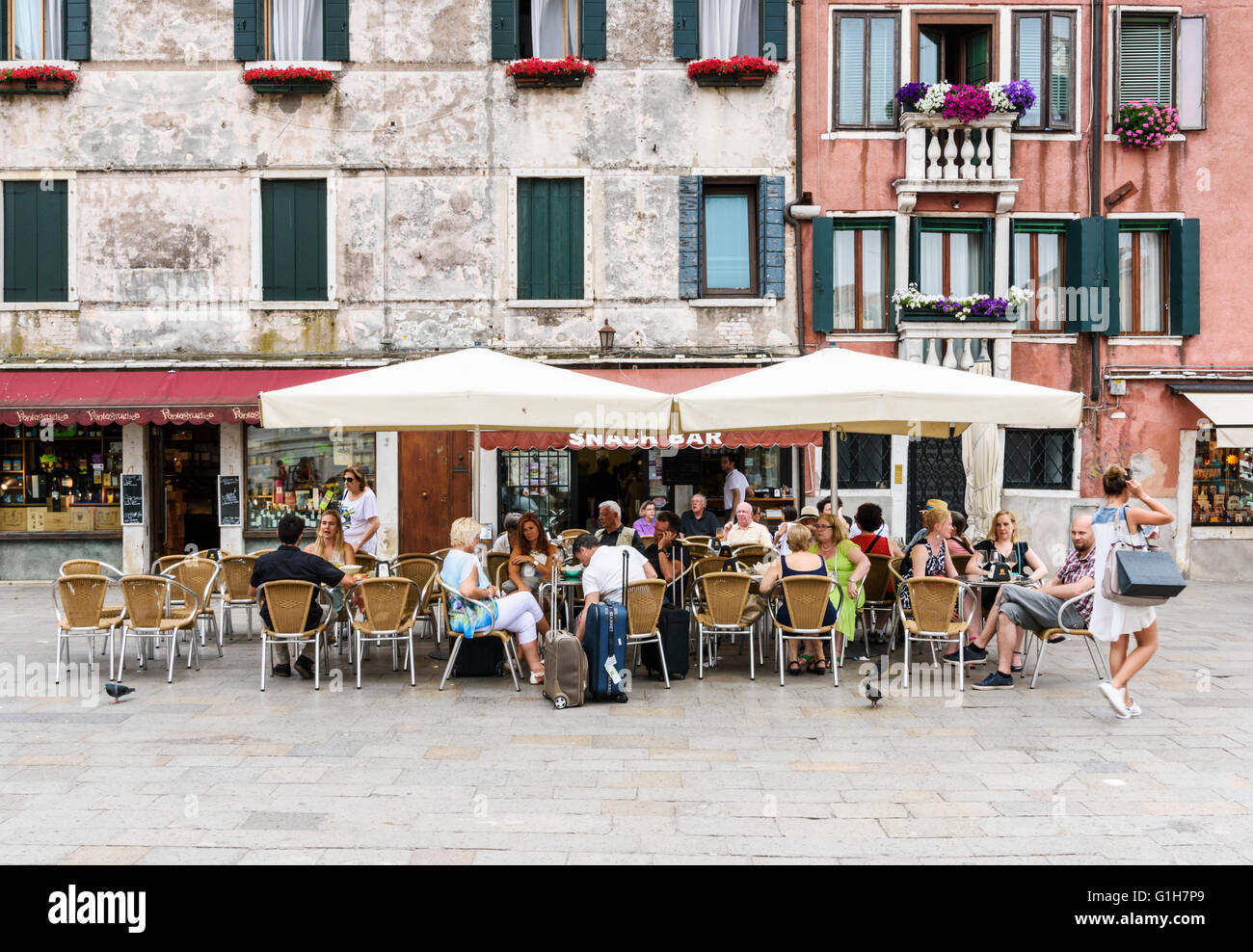 Cafe in Campo San Barnaba, Dorsoduro, Venice, Veneto, Italy Stock Photo