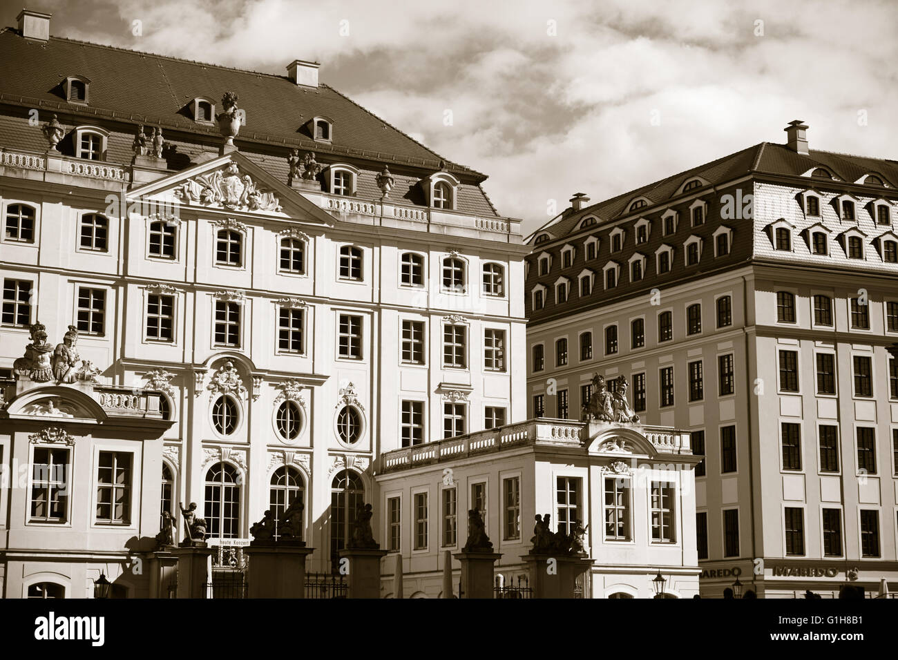 old town, rehabilitated facades,baroque building, Dresden, Germany Stock Photo