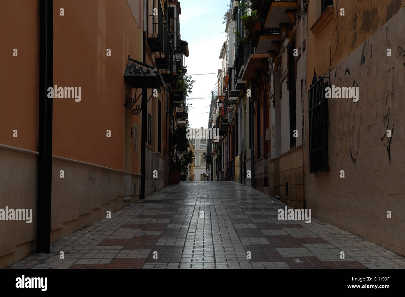 narrow alleyway in central Malaga old town Spain Stock Photo