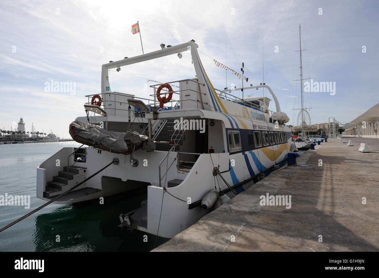 catamaran, moored,harbor,harbour,Malaga Stock Photo