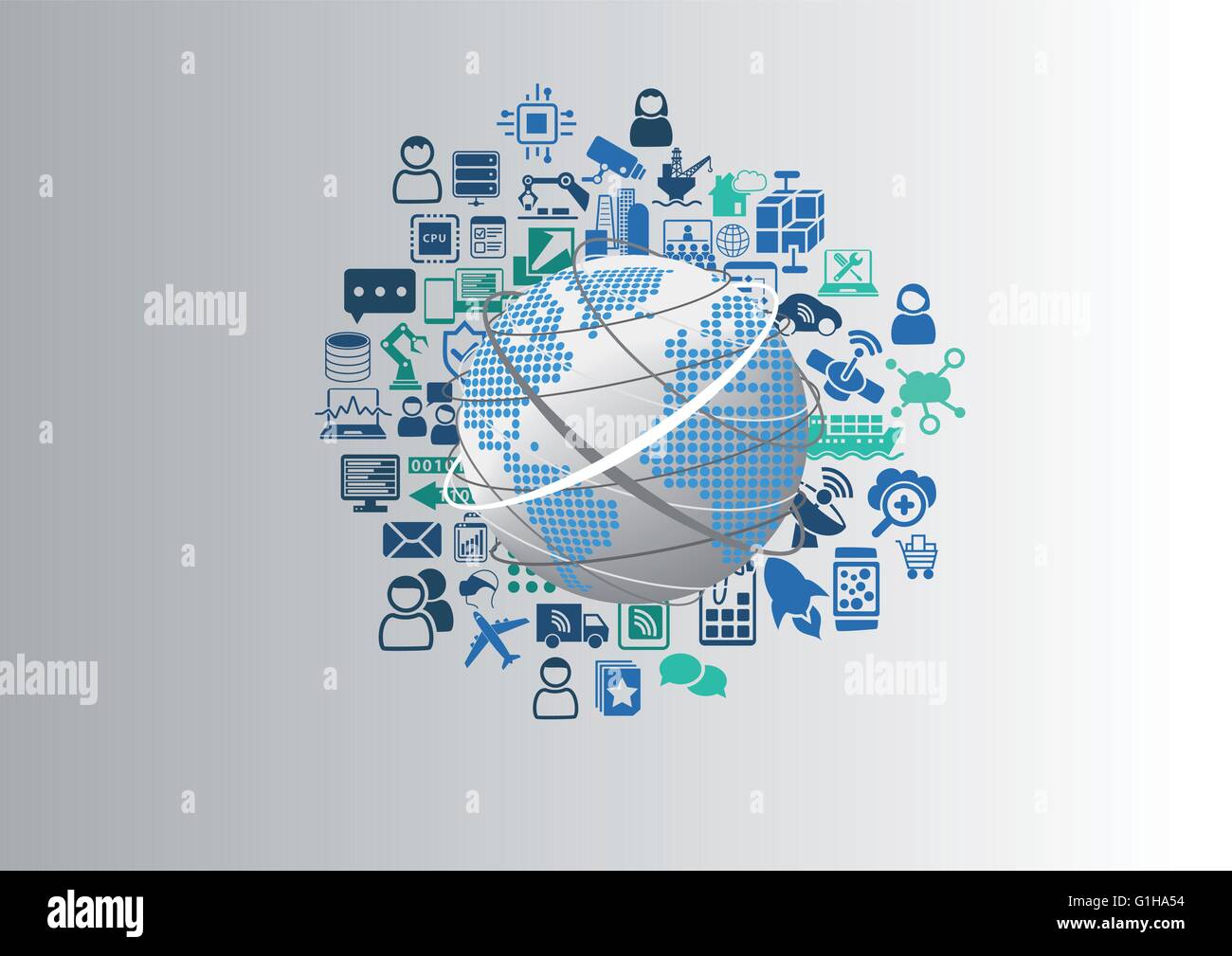 Online communication concept in a digital world via the internet Stock Vector
