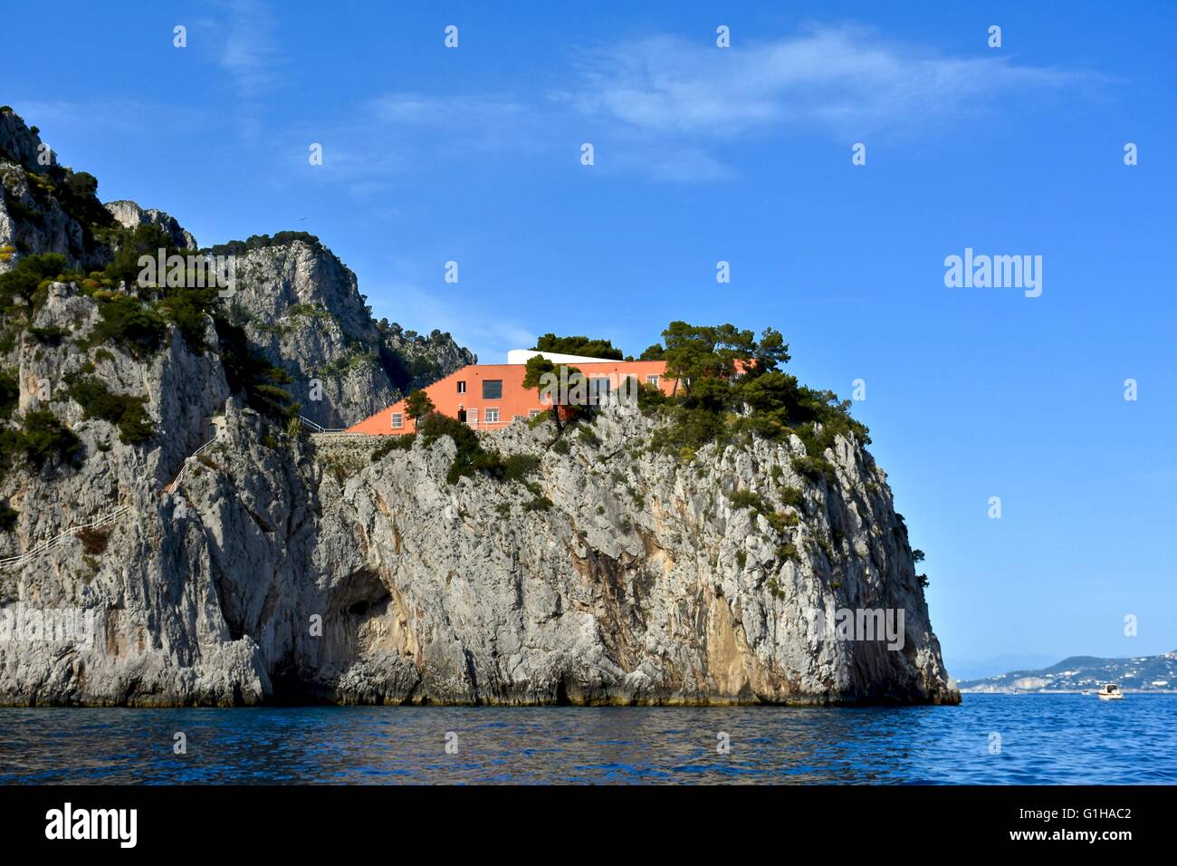 A beautiful house on a cliff overlooking the ocean on Capri island