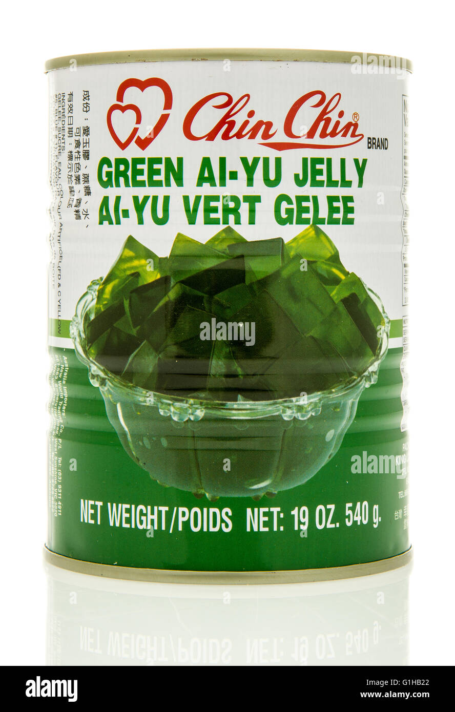 Winneconne, WI - 15 May 2016: Can of Chin Chin jelly on an isolated background Stock Photo