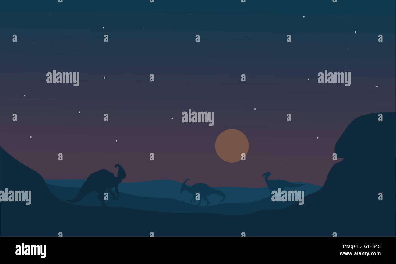 Silhoette of parasaurolophus at night Stock Vector Image & Art - Alamy