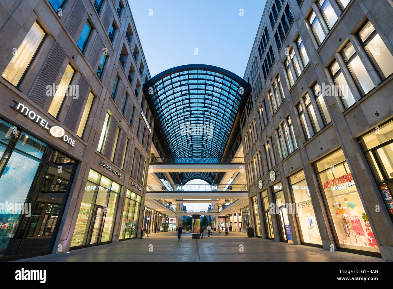 View of new Mall of Berlin shopping mall in Potsdamer Platz Berlin