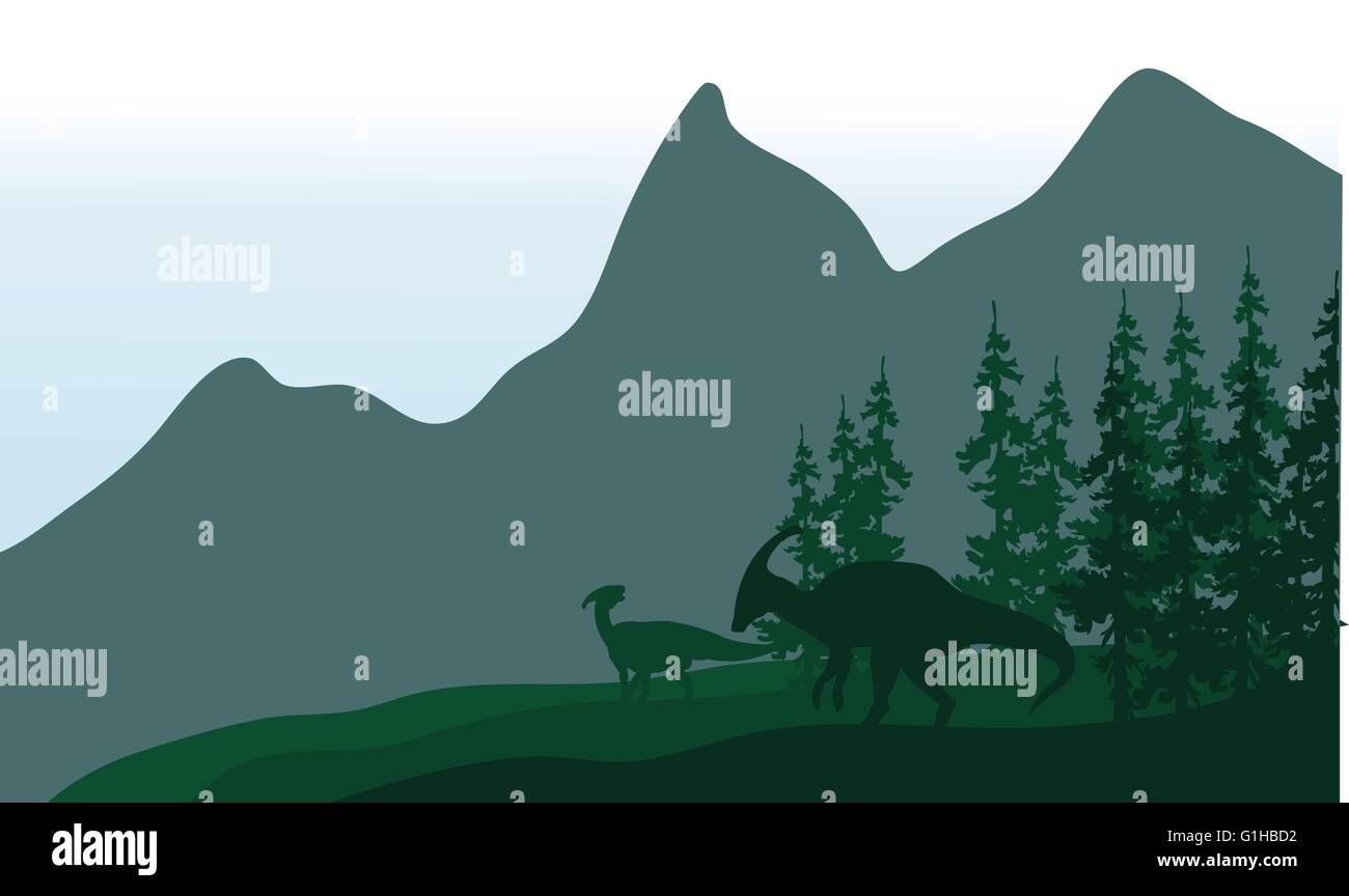 Silhouette of parasaurolophus in fields Stock Vector Image & Art - Alamy