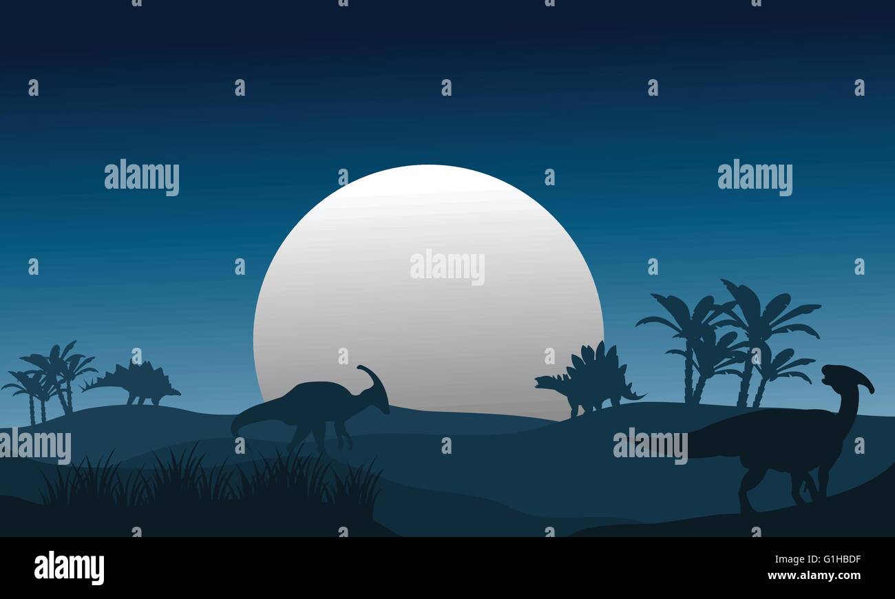 Silhouette of stegosaurus and parasaurolophus Stock Vector Image & Art ...