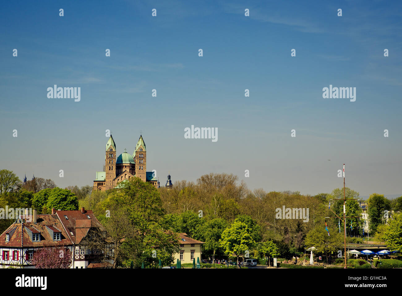 View of the medieval romanic Cathedral at Speyer Germany Stock Photo