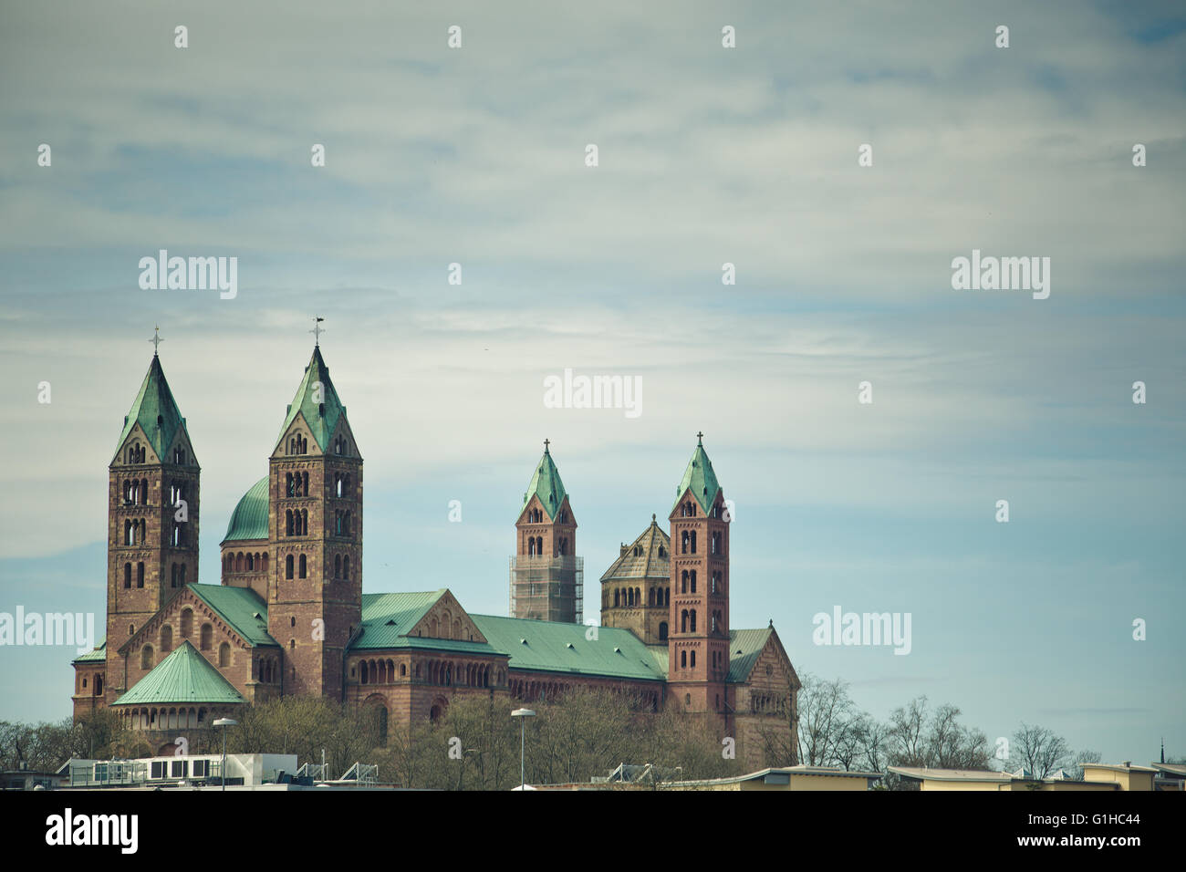 View of the medieval romanic Cathedral at Speyer Germany Stock Photo