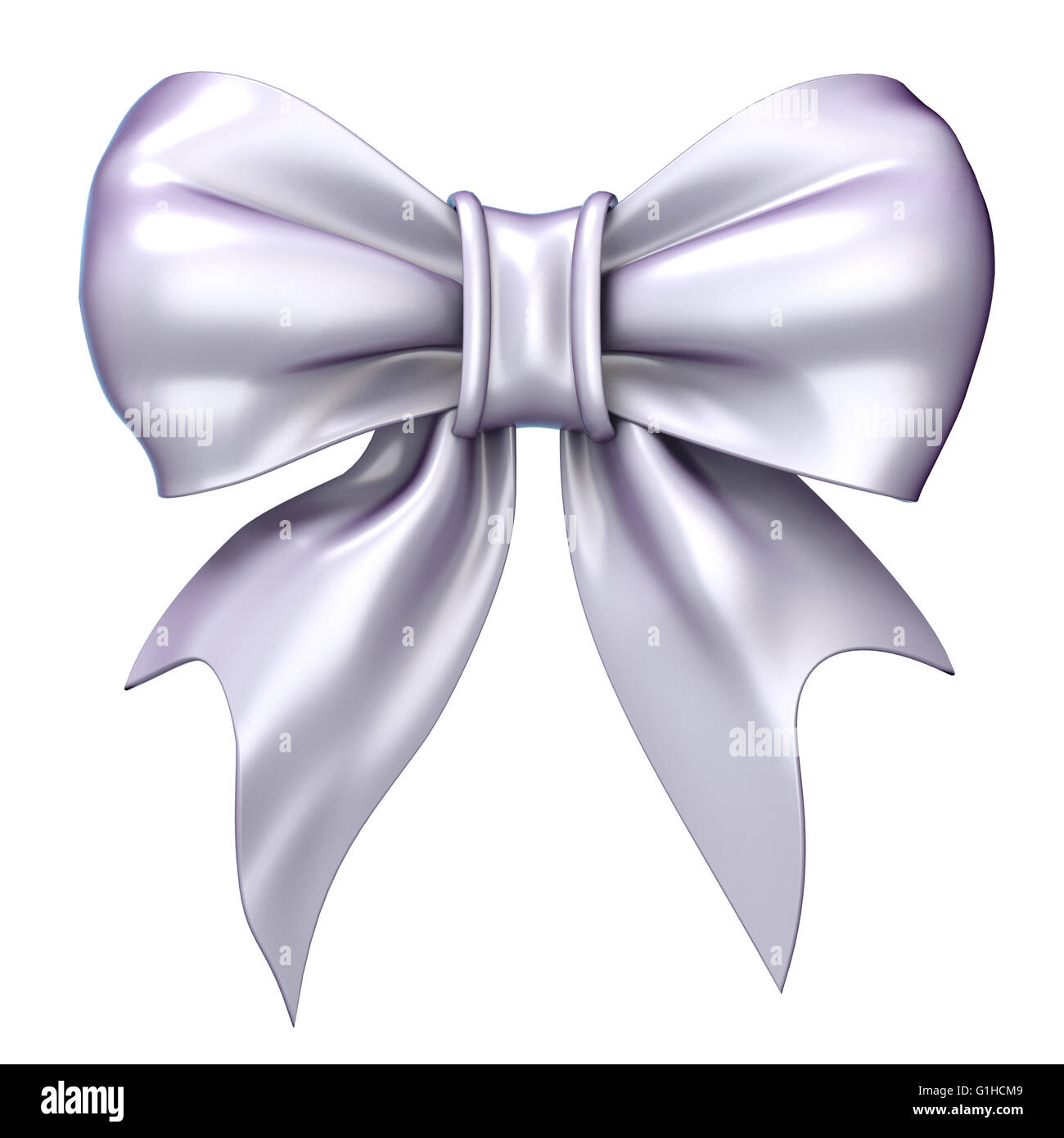 White, satin, glossy ribbon bow. 3D render illustration isolated on ...