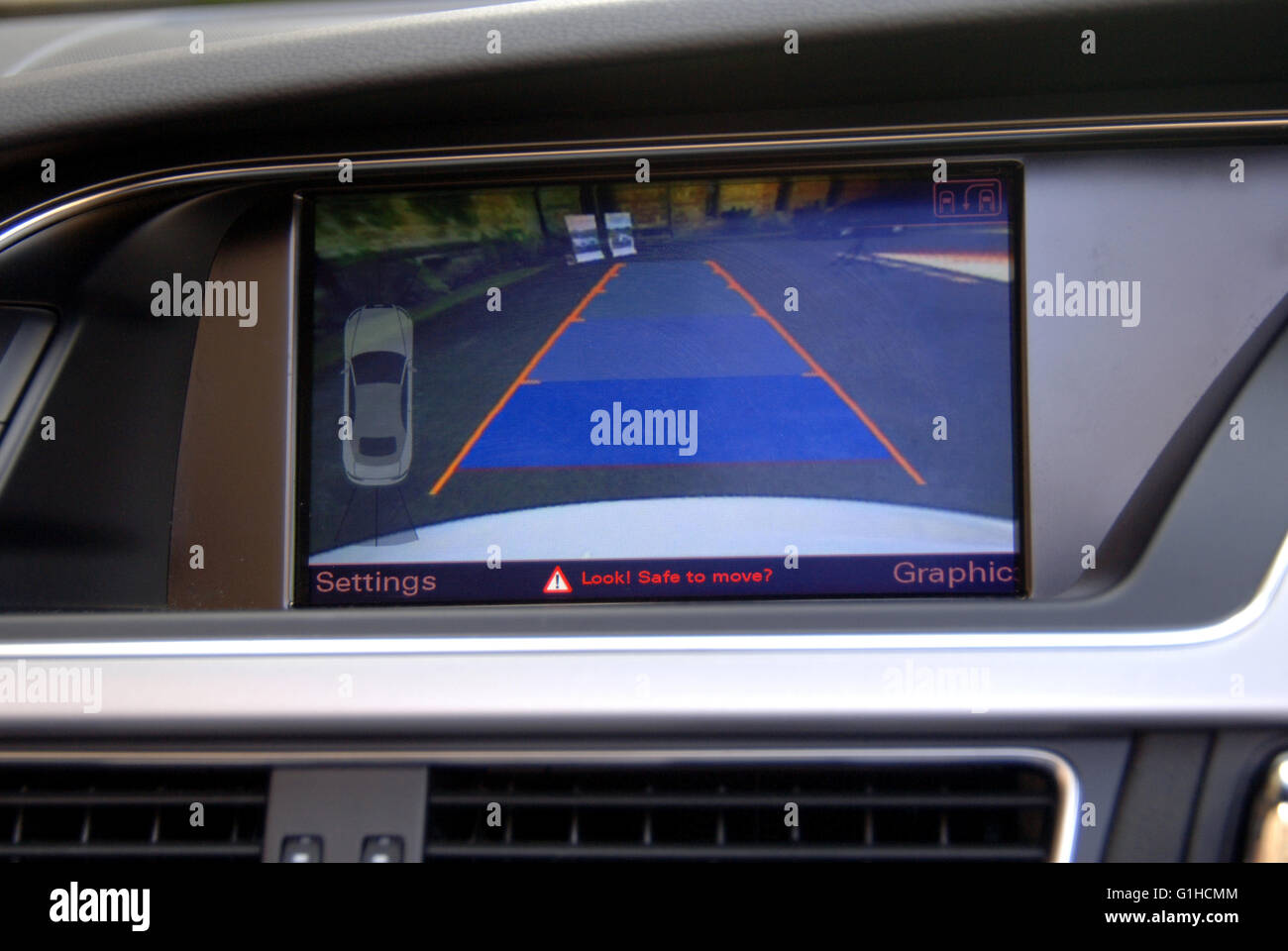 2009 Audi A5 convertible reversing camera screen Stock Photo