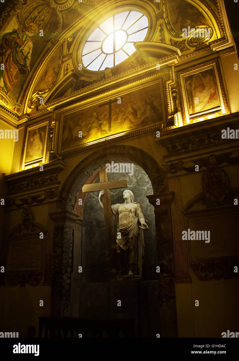 Statue of St. Helen and the True Cross in Chapel of St. Helen, interior
