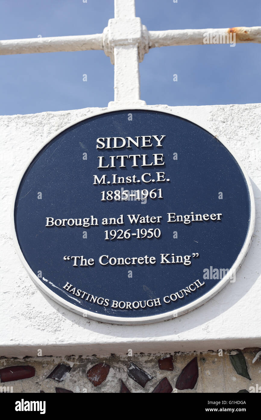 Blue plaque celebrating Sidney Little the "Concrete King" in the 1930's