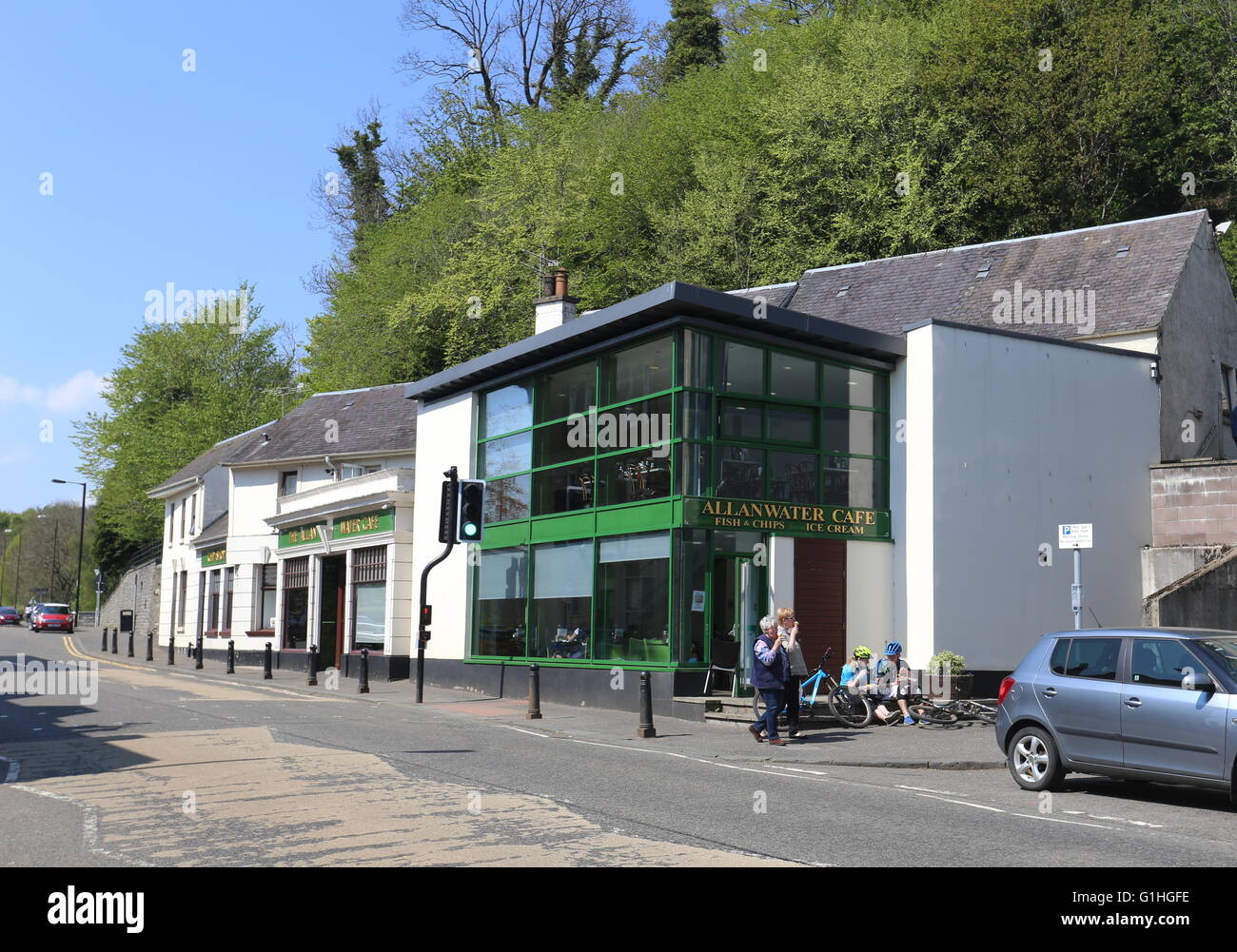 Exterior of Allanwater Cafe Bridge of Allan Scotland May 2016 Stock