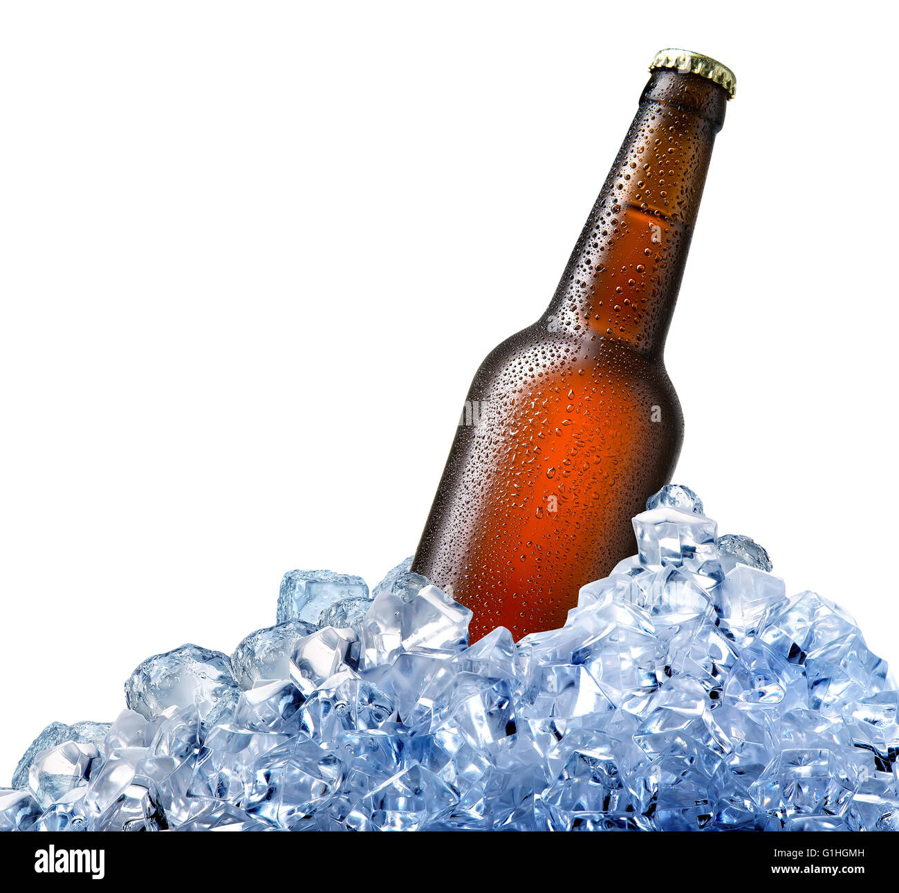 Ice Cold Bottle Of Beer Isolated On A by Lleerogers