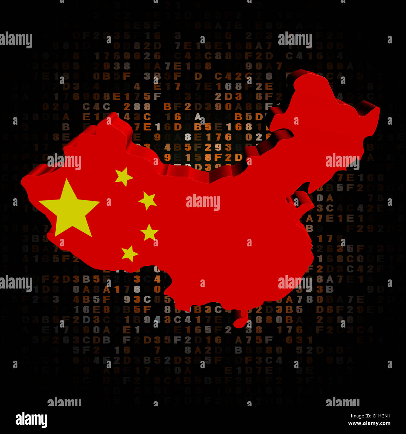 China map flag on hex code illustration Stock Photo - Alamy