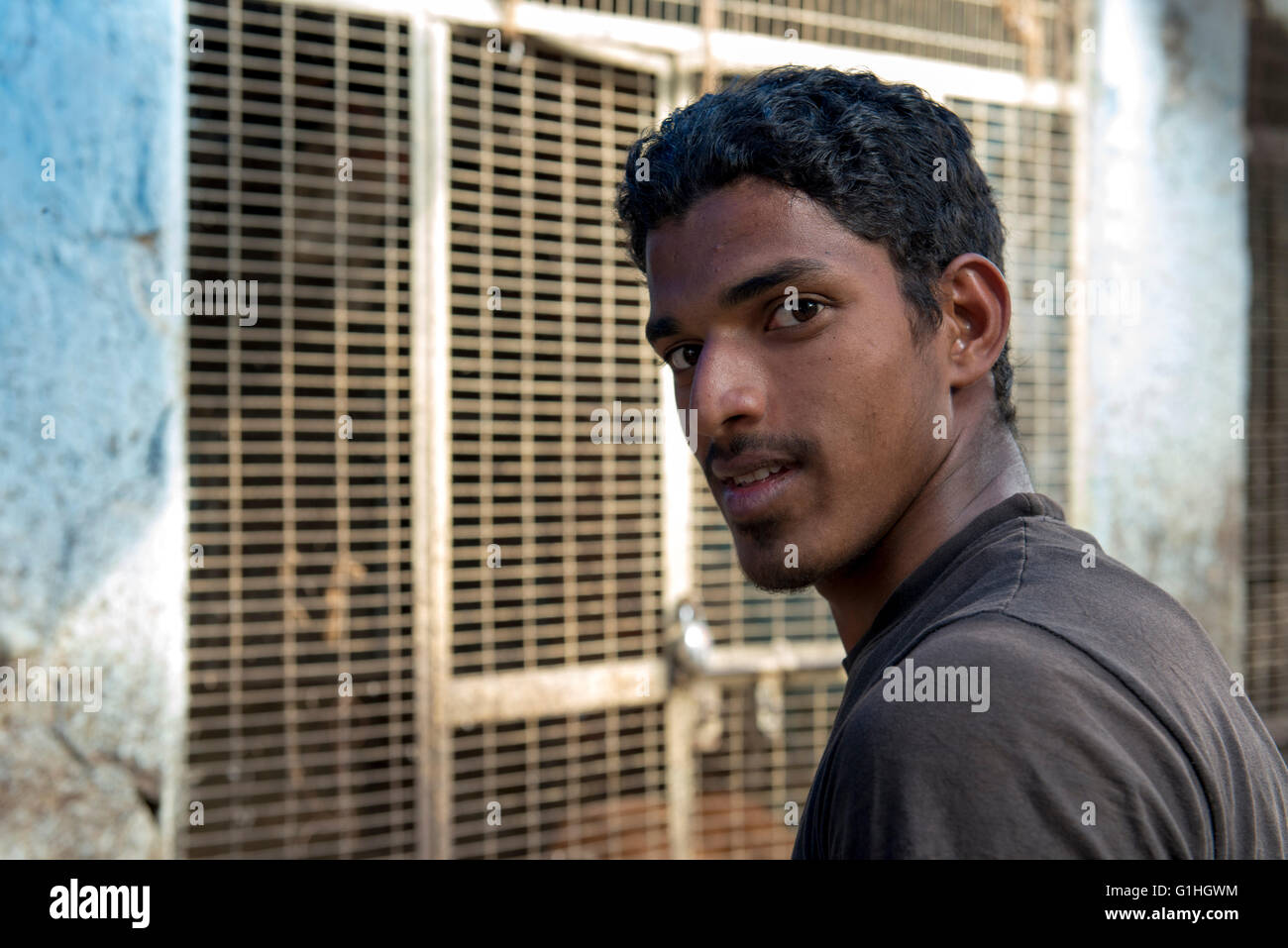 Man At Poultry Market, Hyderabad Stock Photo - Alamy