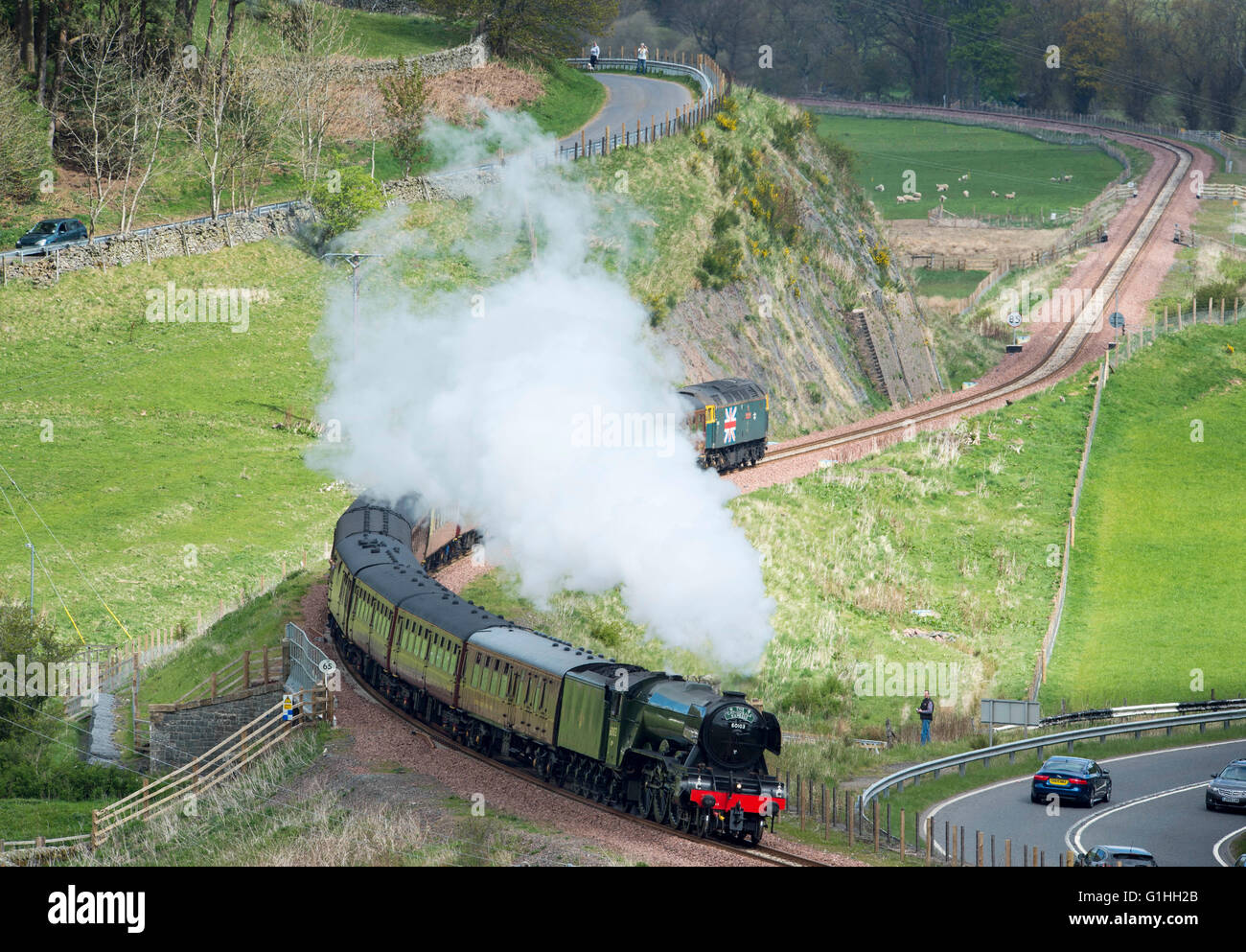 The Flying Scotsman, passes Galabank on route from Edinburgh Waverley