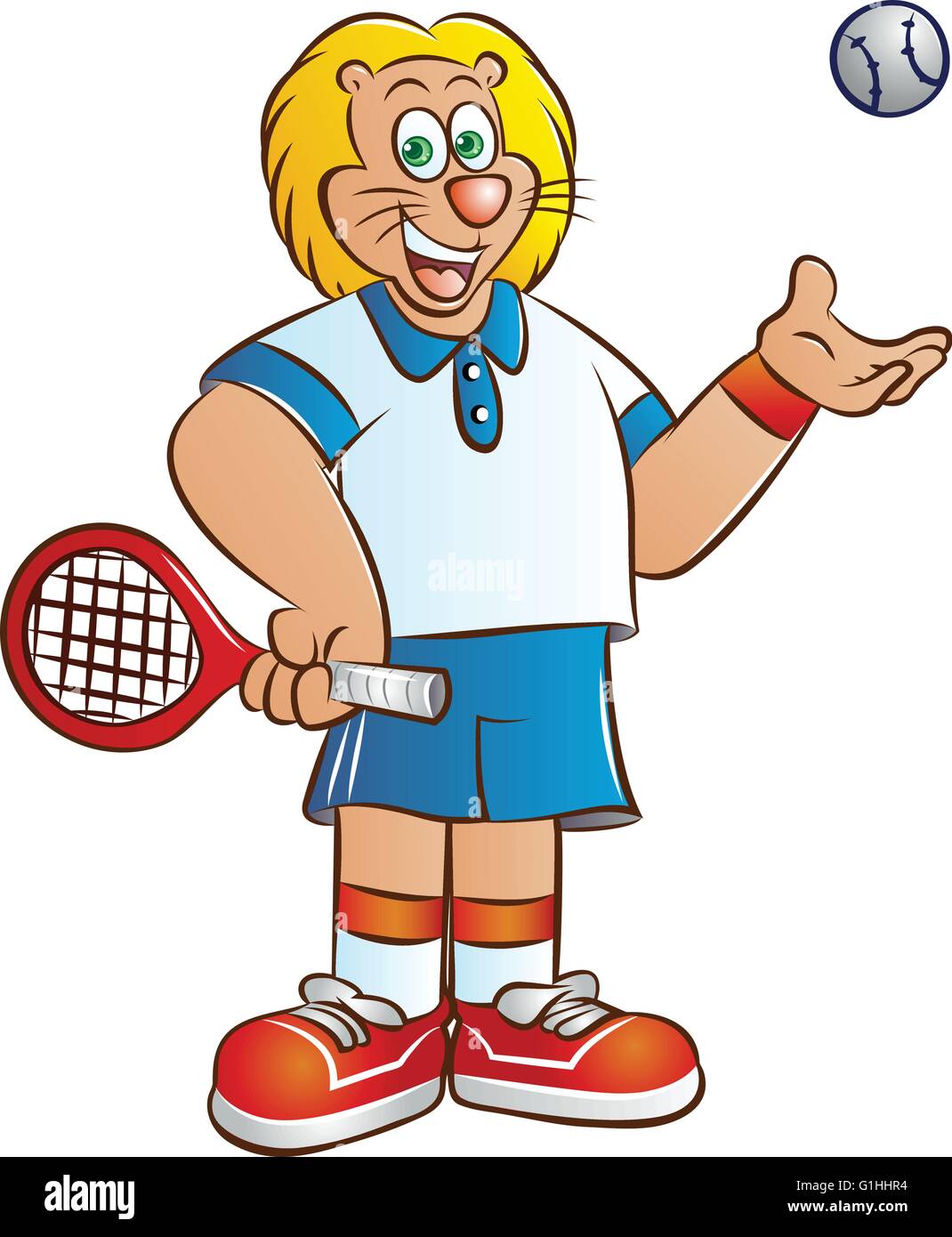 vector illustration of tennis player lion mascot in tennis sport costume  with tennis racket and ball Stock Vector Image & Art - Alamy