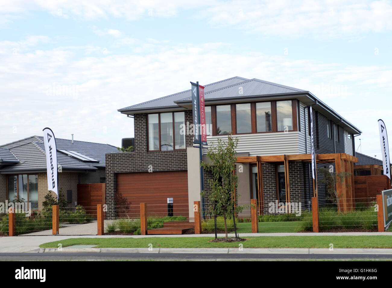 Australian display modern two storey homes in Melbourne Australia Stock