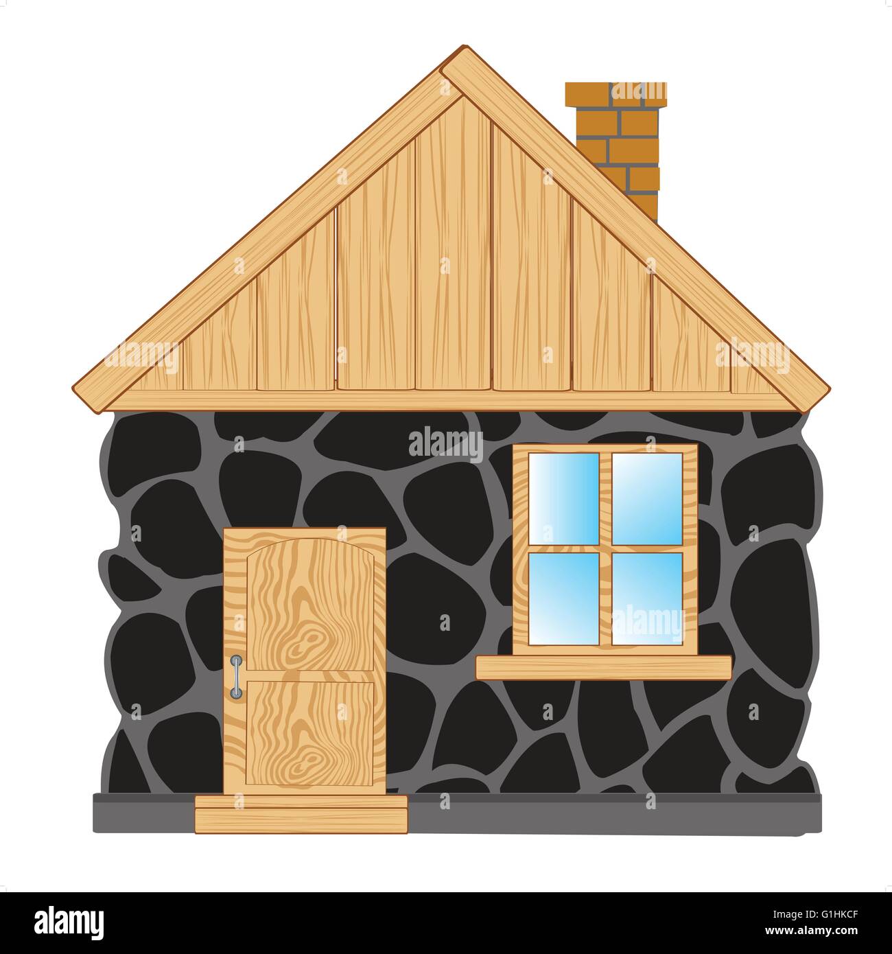 Illustration of the lodge from stone on white background Stock Vector ...