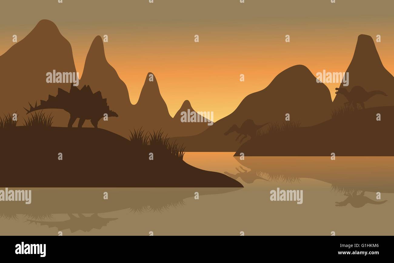 Silhouette of spinosaurus and stegosaurus Stock Vector Image & Art - Alamy