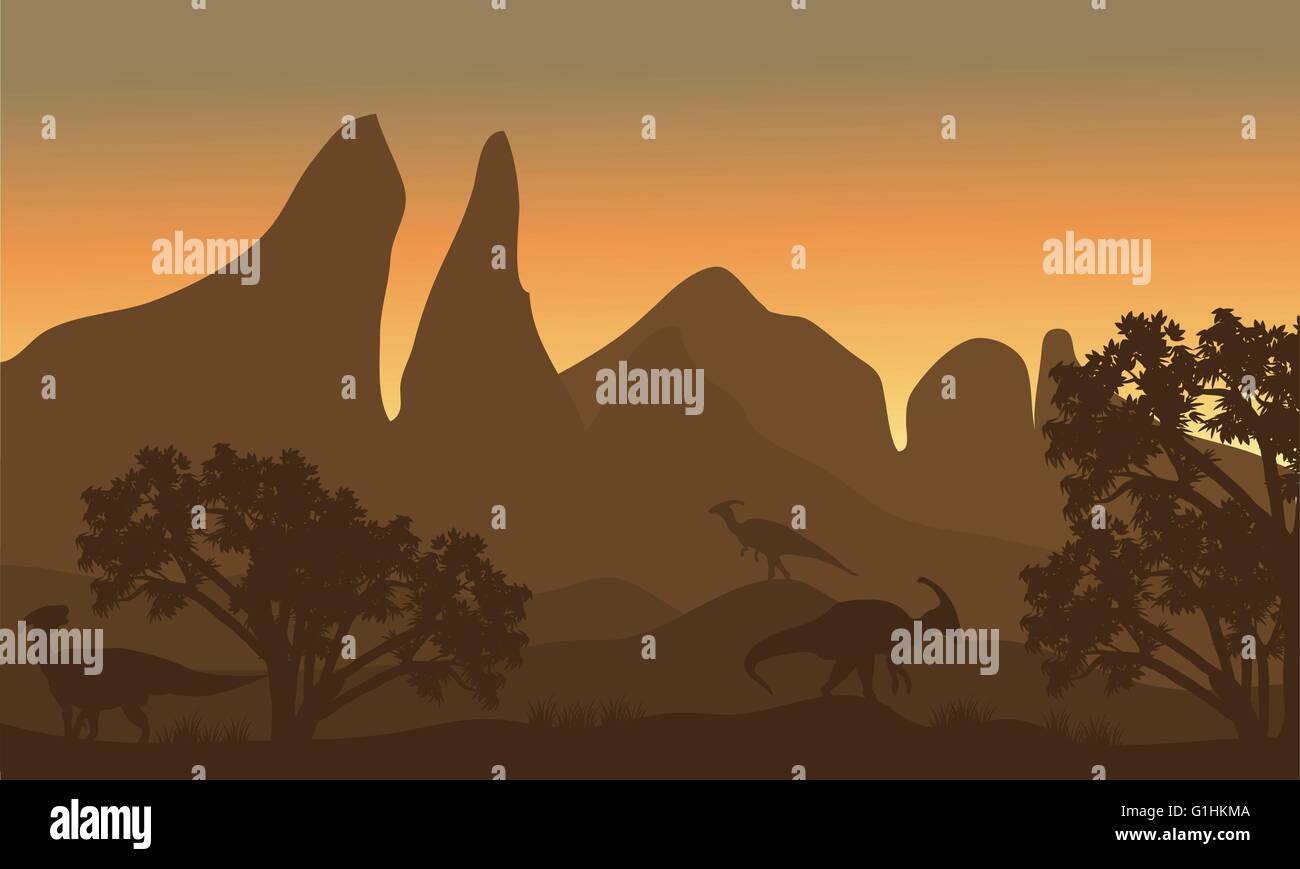 Silhouette of parasaurolophus in fields Stock Vector Image & Art - Alamy