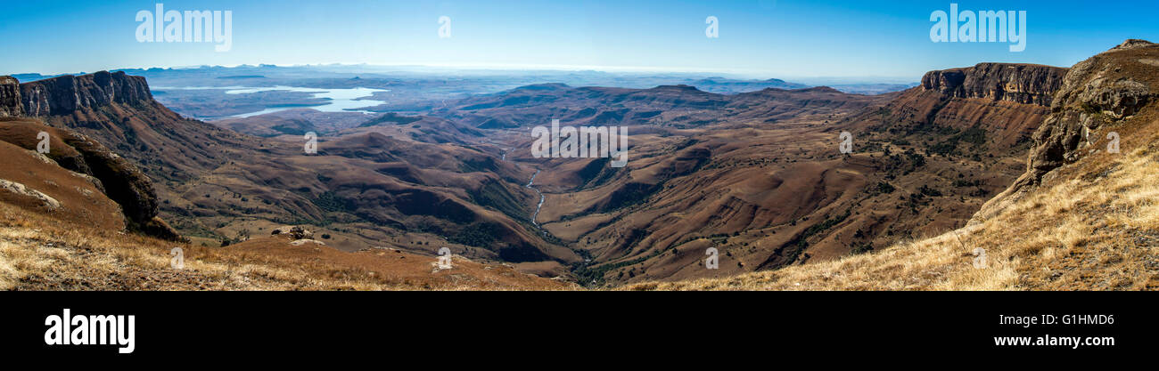 Panoramic view from the top, Drakensberg Mountains, KwaZulu Natal, South Africa Stock Photo