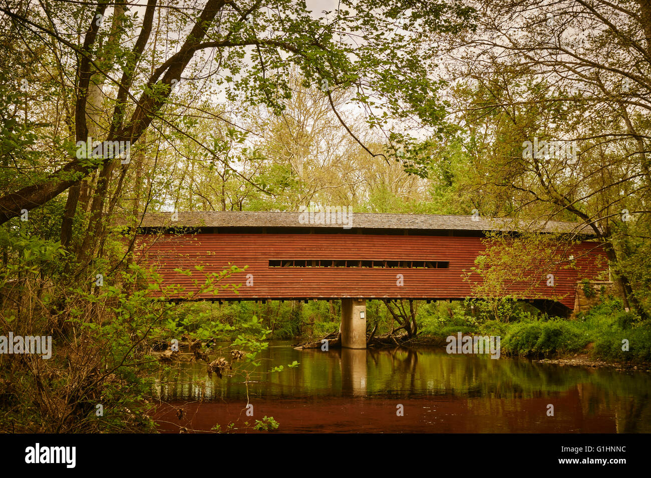 Sheeder Hall Covered Bridge, Chester County, Pennsylvania, USA Stock