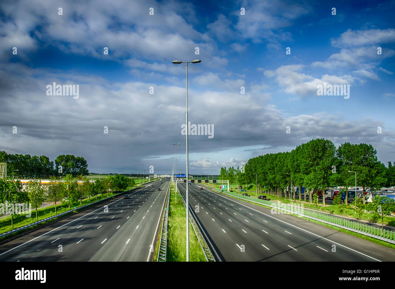 Highway in Holland.  Stock Photo