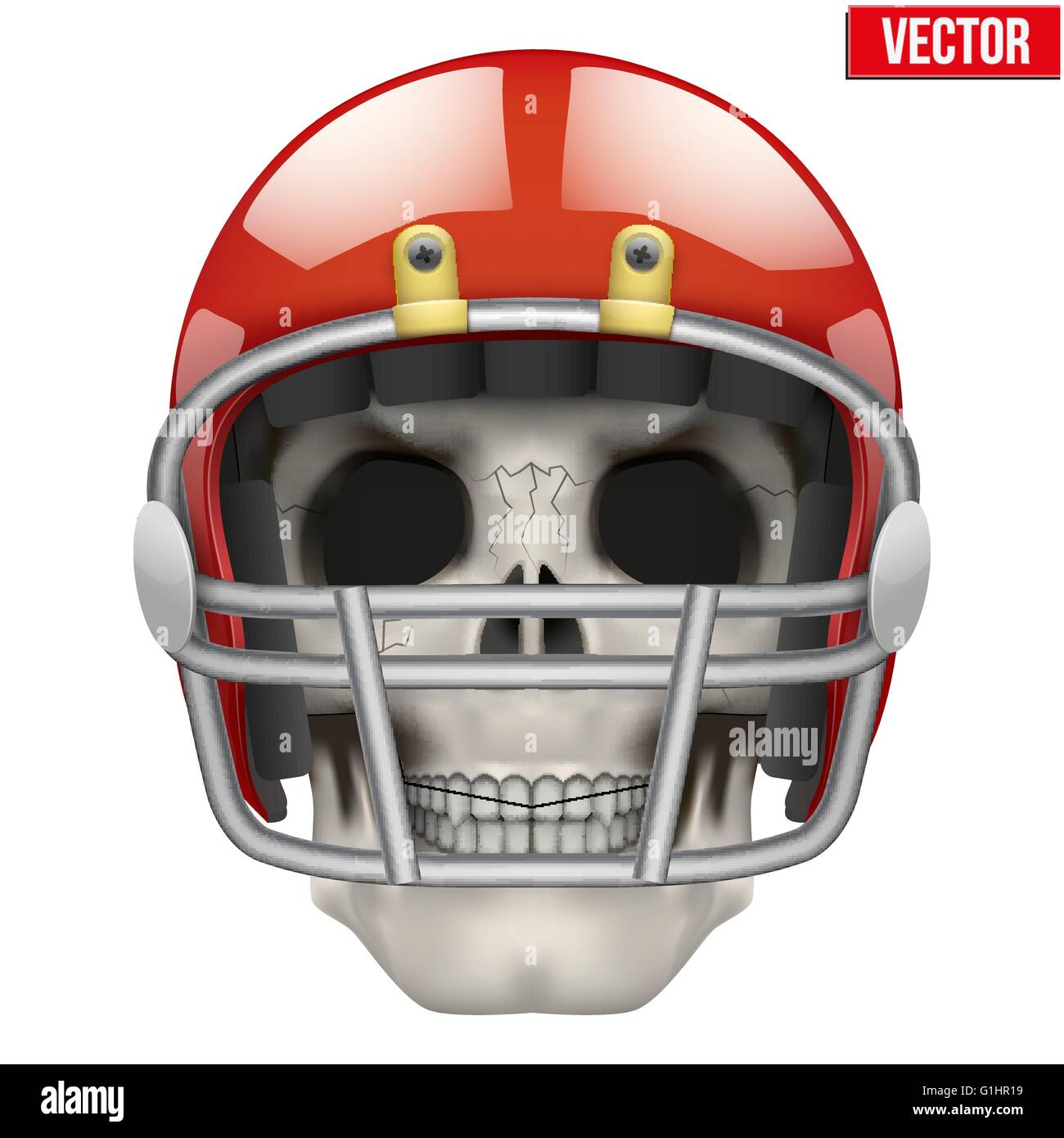Human skull with american football player helmet Stock Vector Image