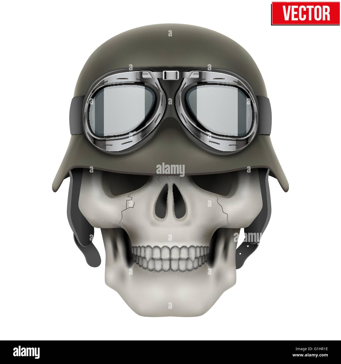 Human skulls with German Army helmet Stock Vector