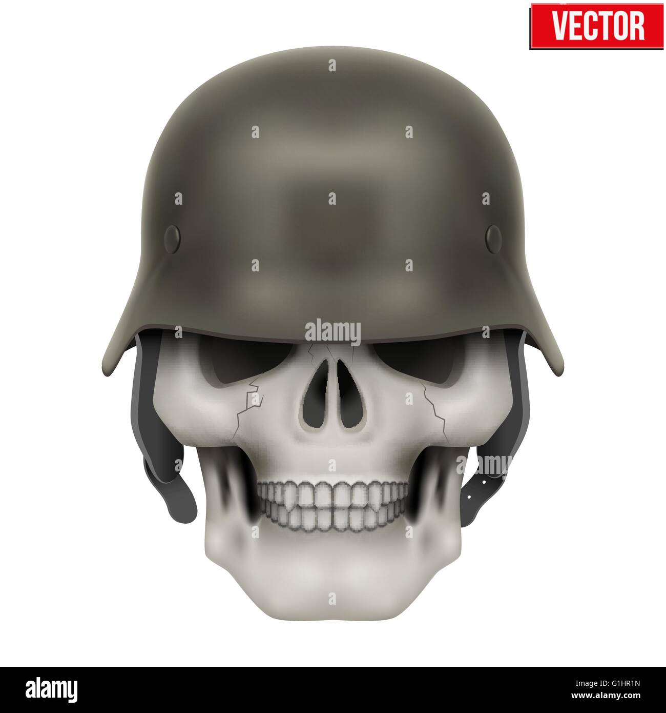 Human skulls with German Army helmet Stock Vector