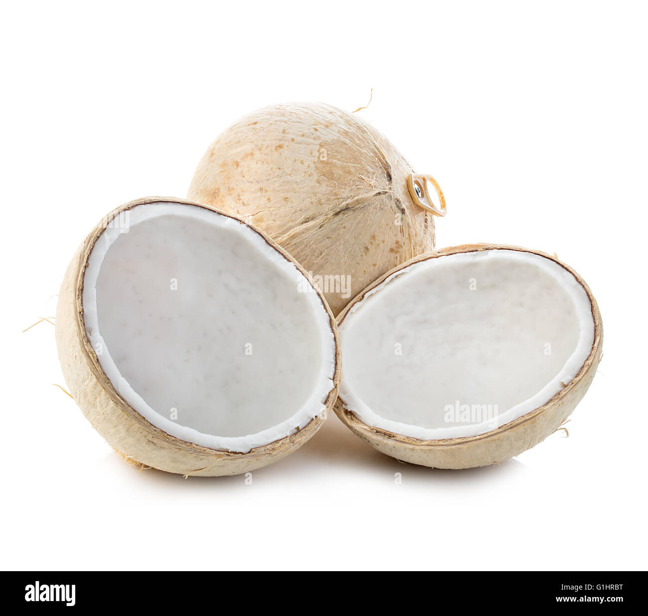 Young sweet coconuts closeup isolated on white background Stock Photo