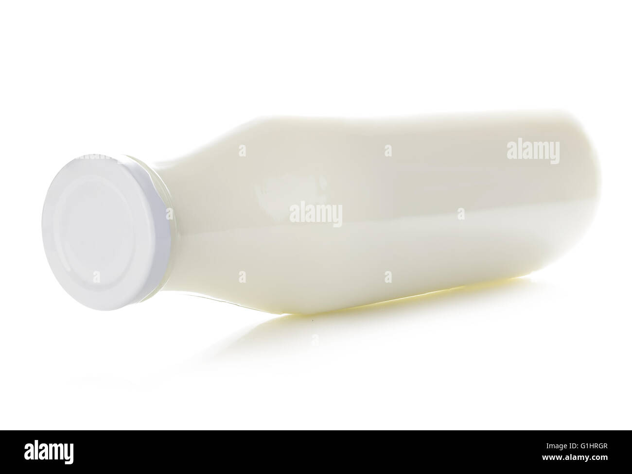 Bottle of milk close-up isolated on white background. Stock Photo