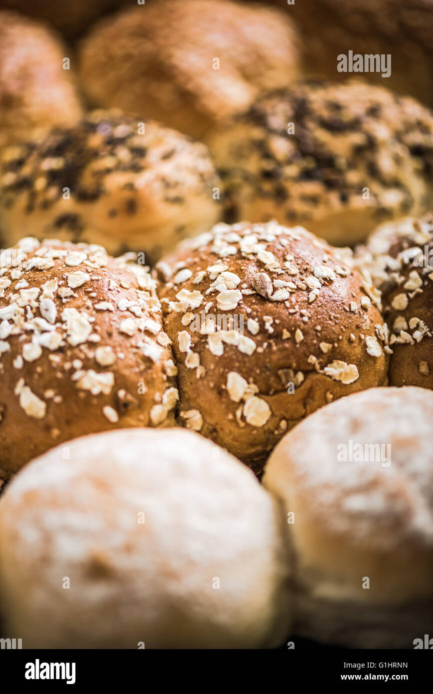 Healthy bakery rolls and buns, wholegrain food Stock Photo Alamy