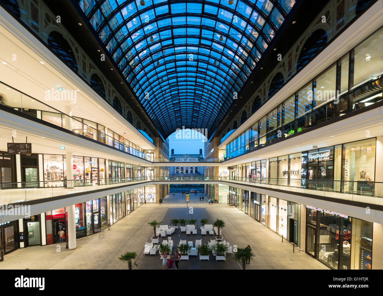 View of new Mall of Berlin shopping mall in Potsdamer Platz Berlin Germany Stock Photo