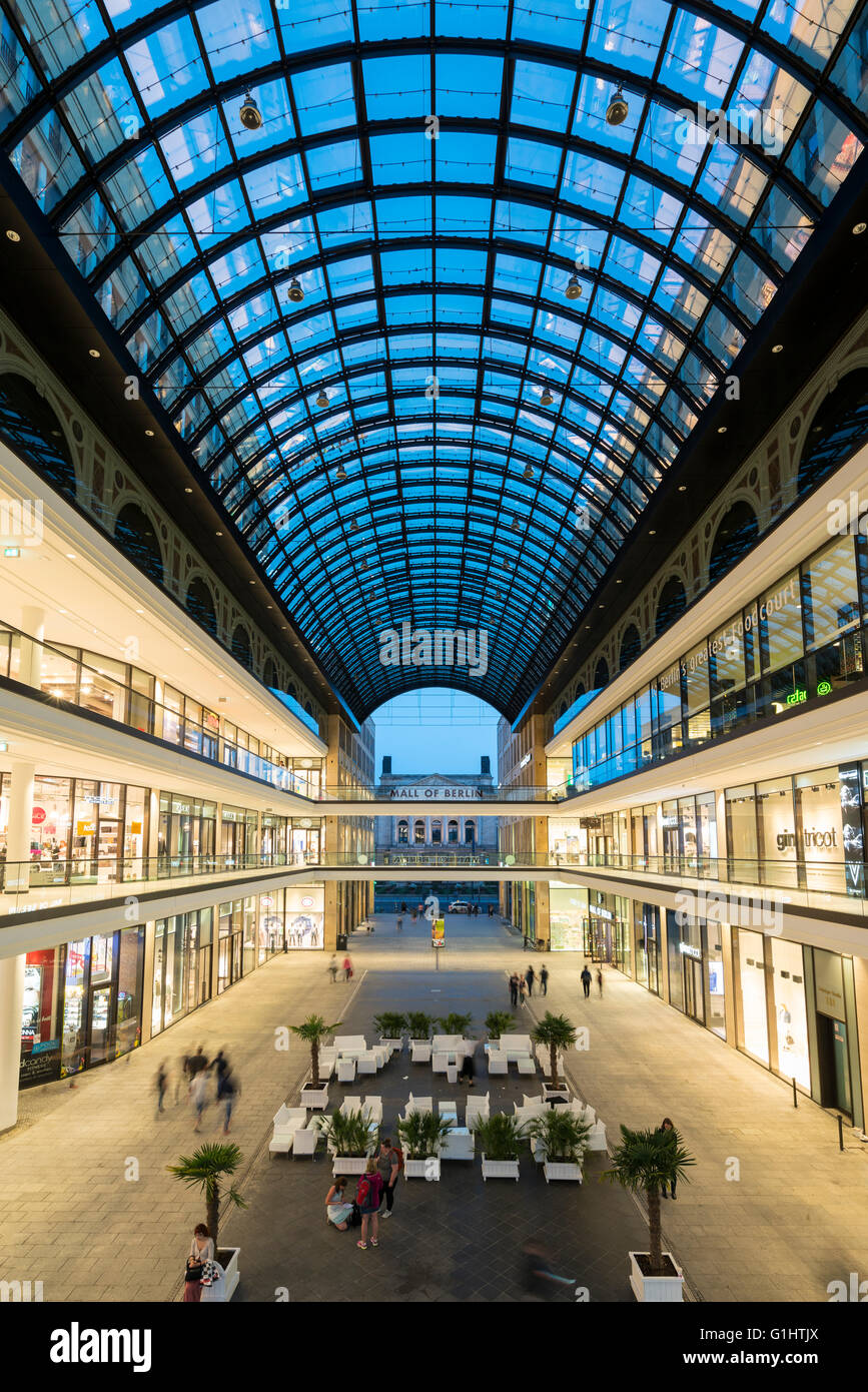 View of new Mall of Berlin shopping mall in Potsdamer Platz Berlin Germany Stock Photo