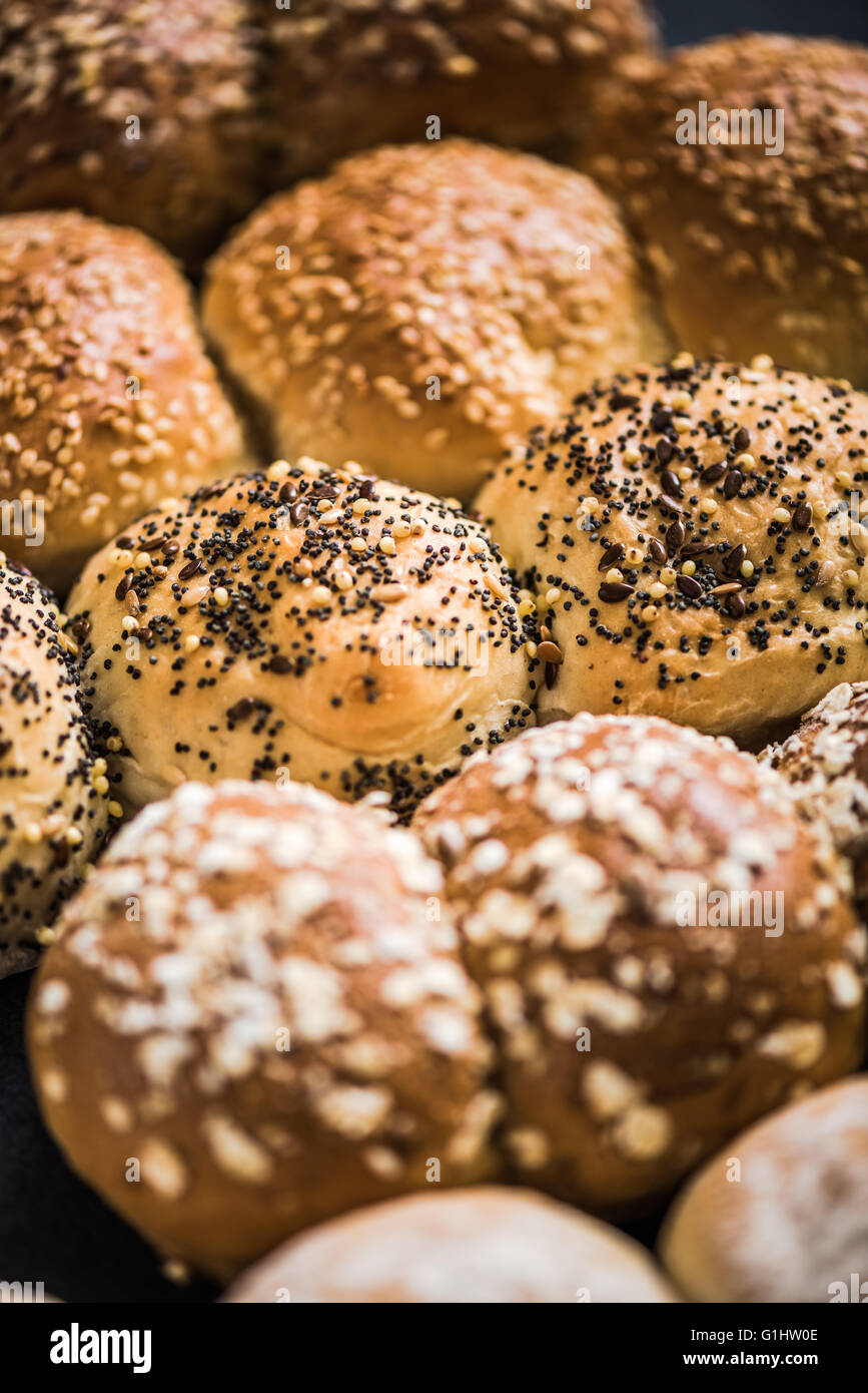 Healthy bakery rolls and buns, wholegrain food Stock Photo Alamy