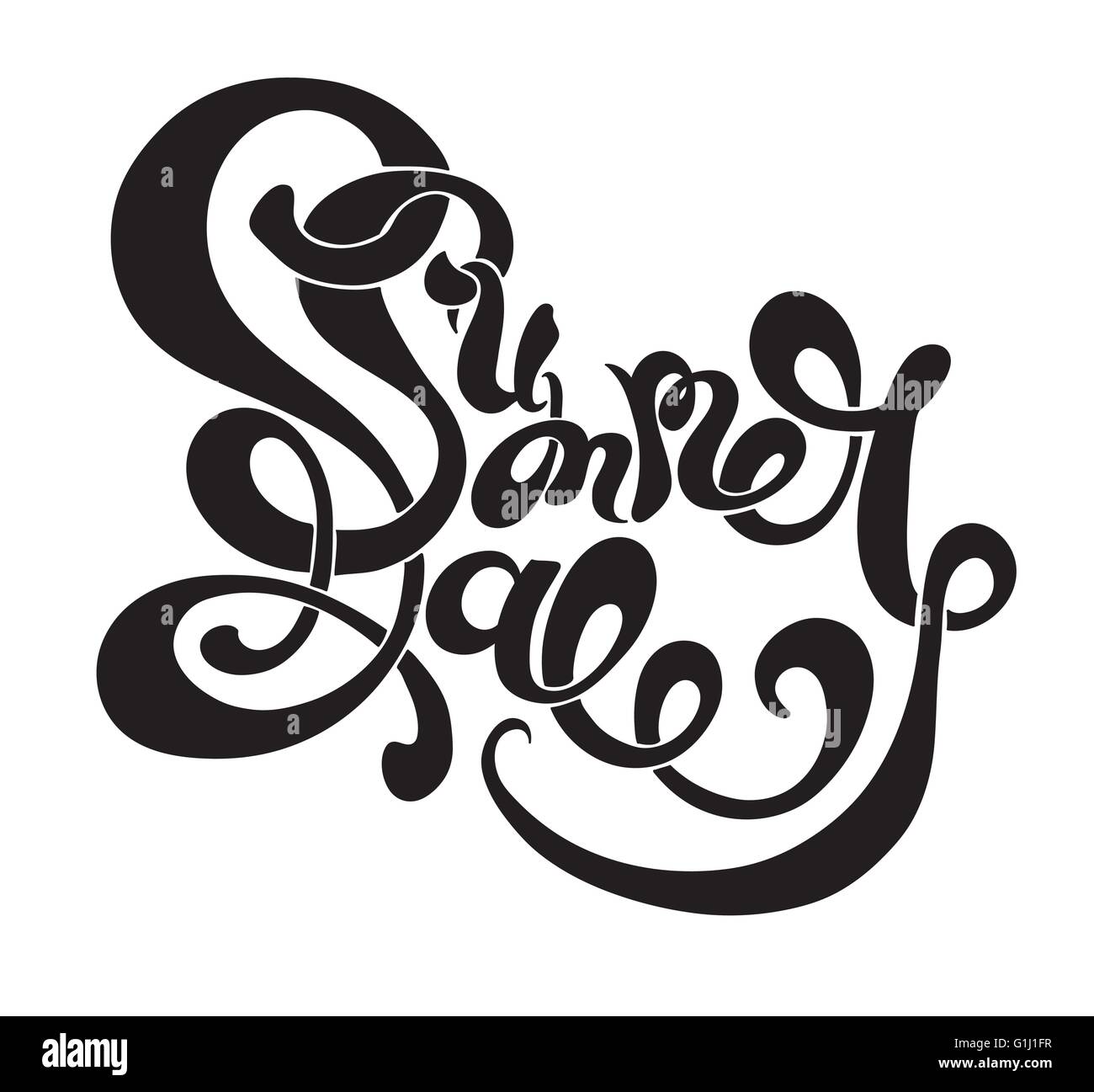 Shpping Lettering black and white Summer sale hand lettering shopping inscription Stock ...