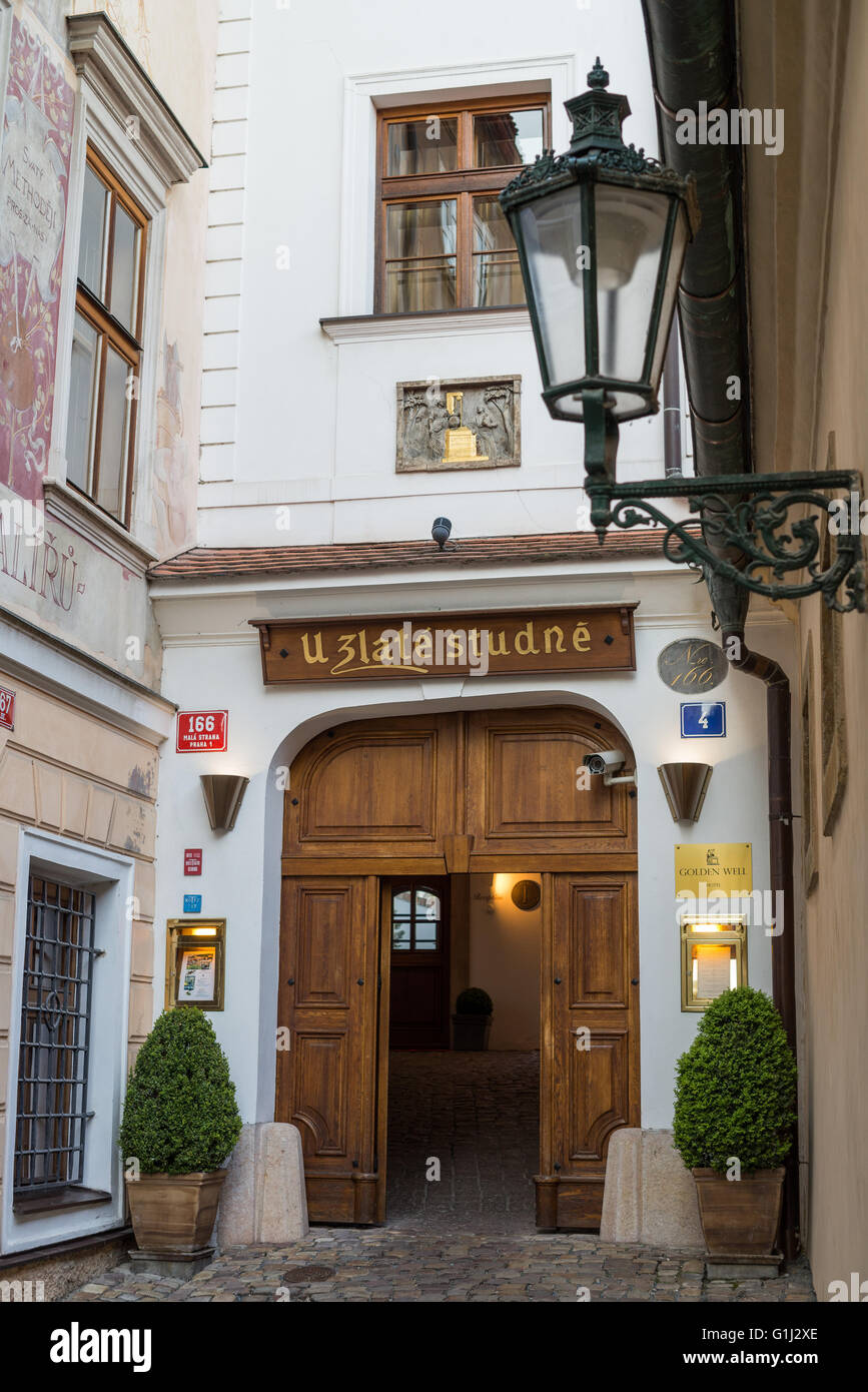 Hotel and restaurant U Zlate Studne, Mala Strana, Prague, Czech republic Stock Photo Alamy