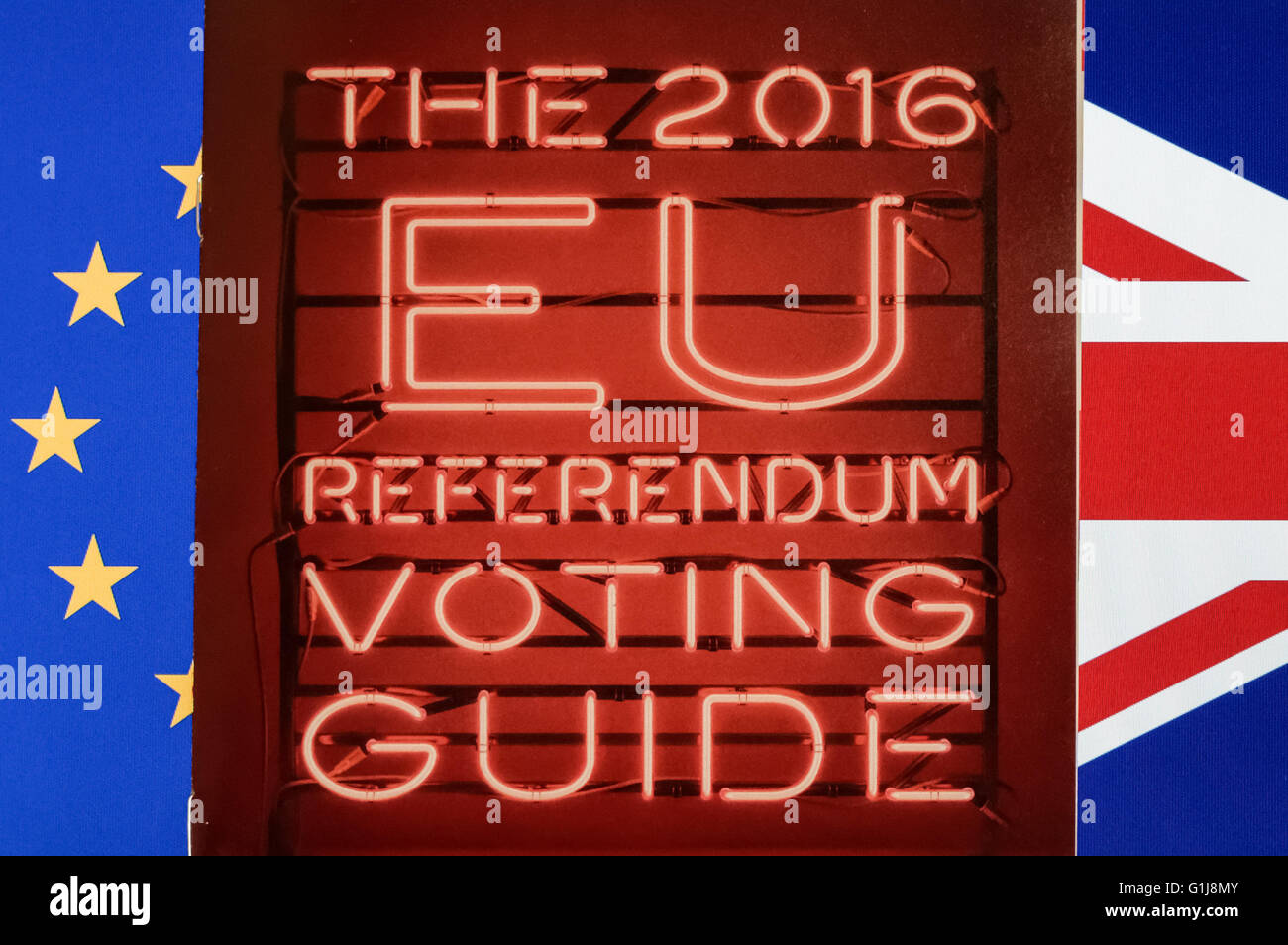 London, UK. 16th May, 2016. An impartial voting guide for the EU referendum will drop through the letterboxes of 28 million households across the UK from 16 May. The eight-page booklet gives advice on who can vote, how to register and a page on each of the lead campaigns. It is part of a £6.4m awareness campaign organised by the Electoral Commission, which also includes a TV advert. Stock Photo