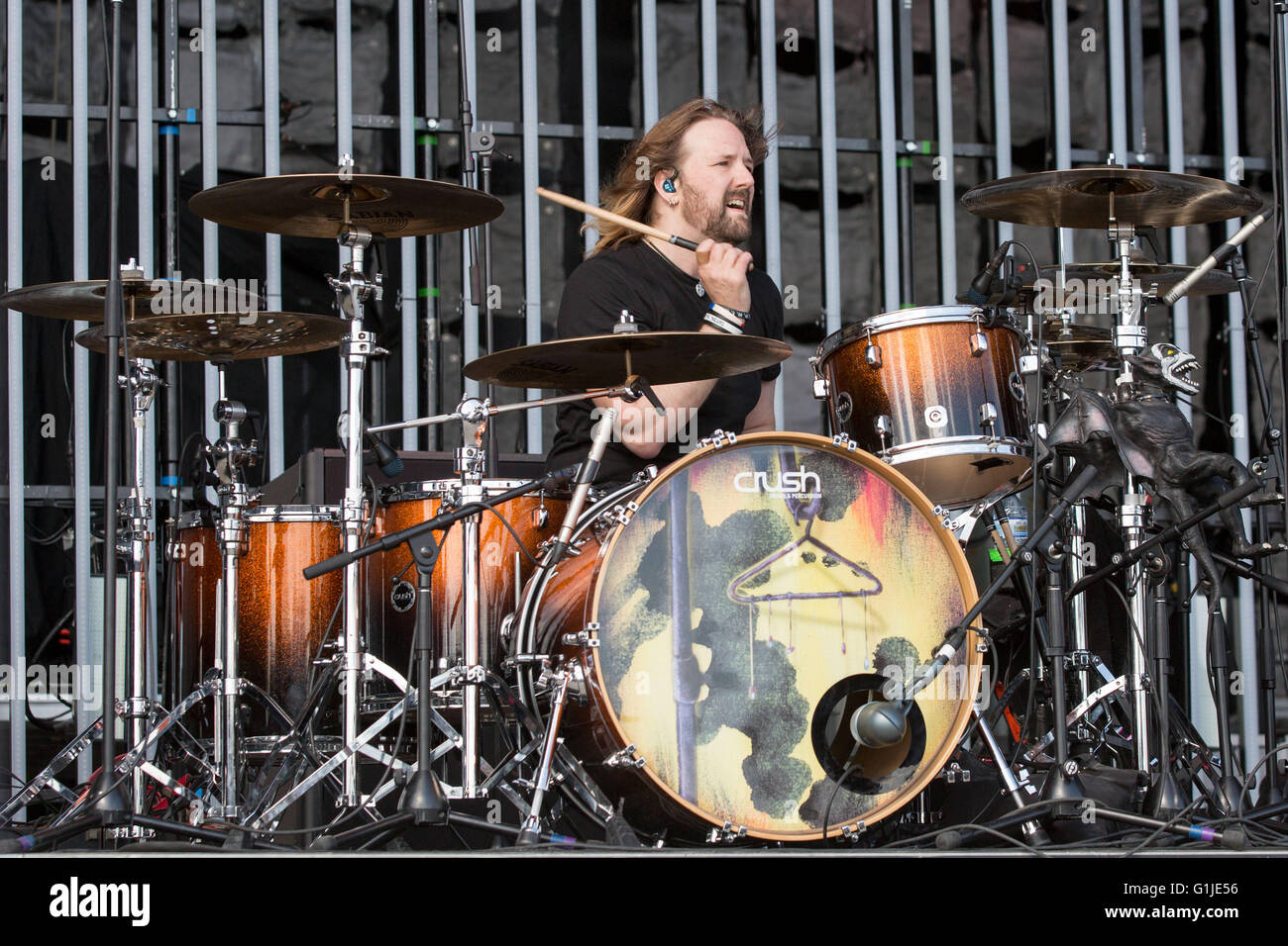 Somerset, Wisconsin, USA. 15th May, 2016. Drummer JOHN HUMPHREY of Seether performs live at Somerset Amphitheater during the Northern Invasion Music Festival in Somerset, Wisconsin © Daniel DeSlover/ZUMA Wire/Alamy Live News Stock Photo