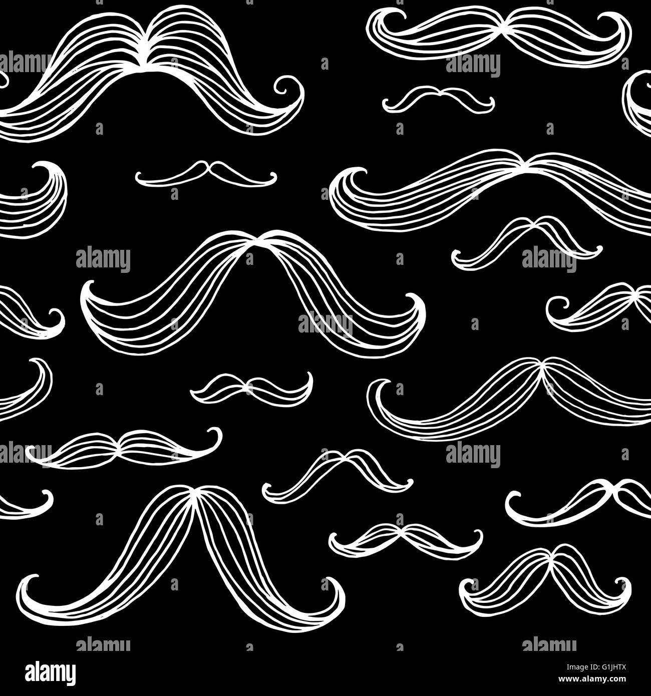 Mustaches Seamless Pattern Hand Drawn Elements Vector Illustration