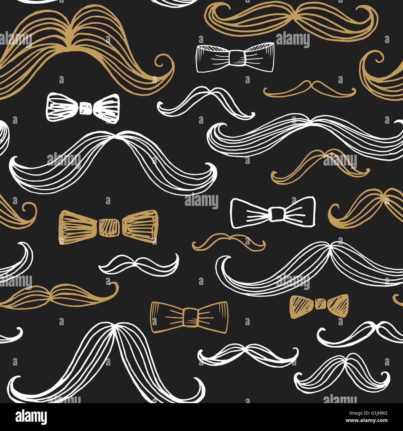 Bow Tie and Moustache Seamless Pattern. Vector illustration Stock ...