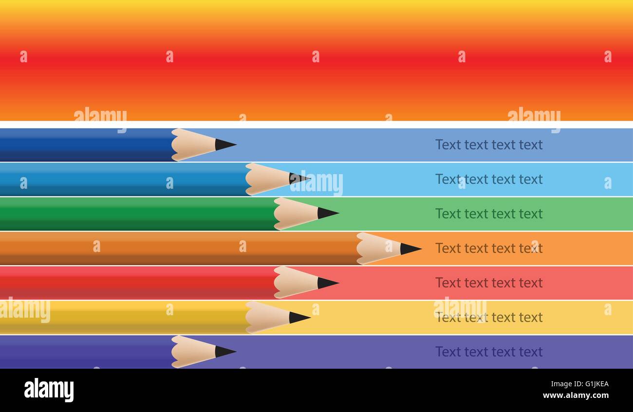 Vector Illustration of colour lead pencils various length Stock Vector