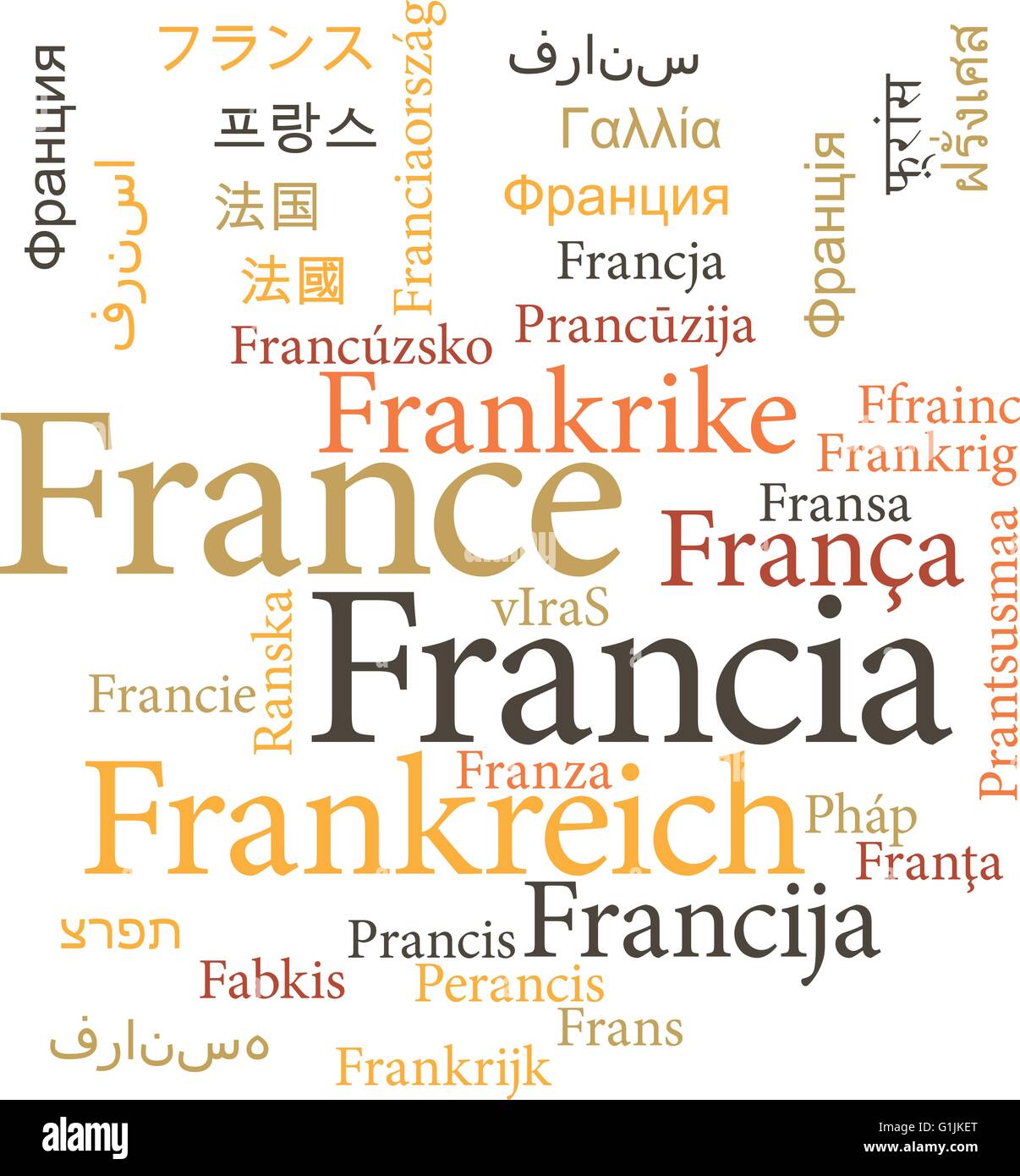 Illustration of the France in word clouds isolated on white background ...